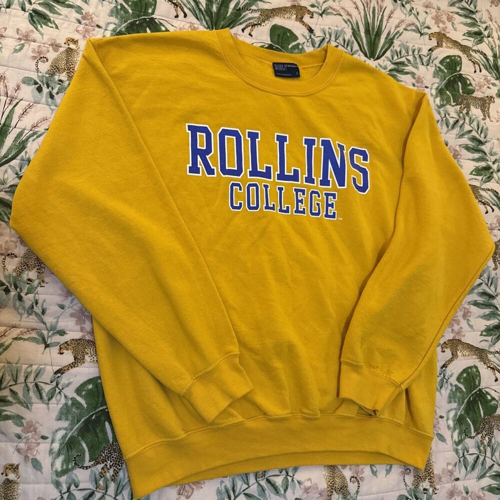 Vintage Rollins College MV Sweatshirt 1990s Crewneck Yellow Size Large